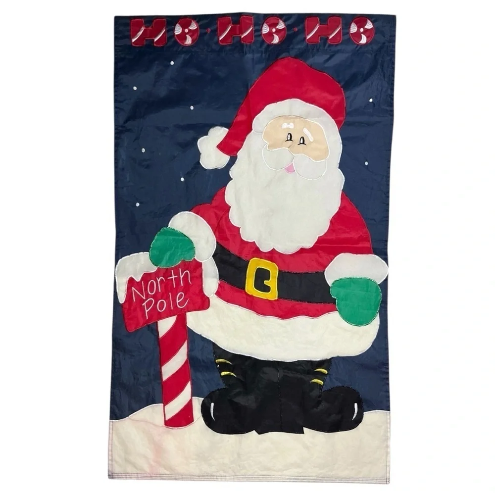 Santa Claus Holiday Flag Nylon Outdoor Decor Reversible Christmas Banner Large